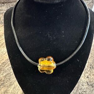 Free People Gold and Black Necklace with Unique Glass Bead